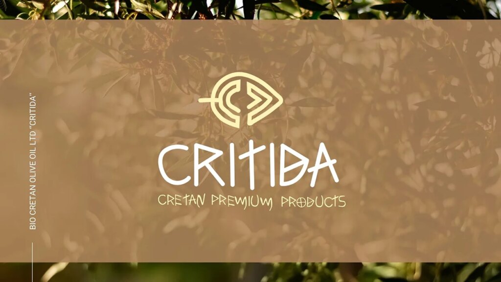 Λογότυπο CRITIDA Cretan Premium Products σε φόντο χαρτιού kraft